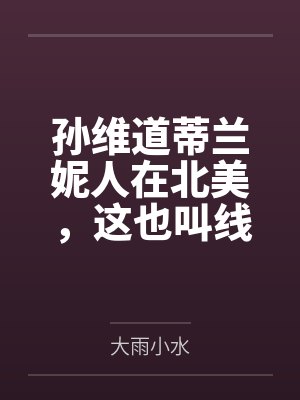 孙维道蒂兰妮人在北美，这也叫线人？